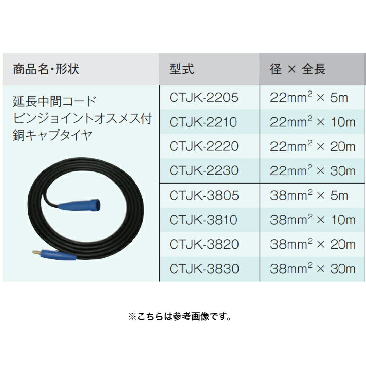 マイト工業　CTJK-3820　38mm2延長中間コードジョイントオスメス付 20m（径38mm2× ...