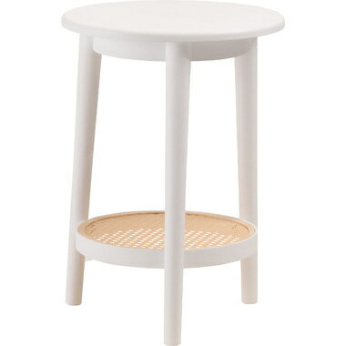 東谷　サイドテーブル　PT-471WH　ホワイト　【代引不可】【北海道・沖縄・離島配送不可】　テーブル サイドテーブル ラタン 丸 円 二段 2段 北欧 韓国インテリア シンプル ナチュラル 寝室 ソファーサイド 白 ホワイト