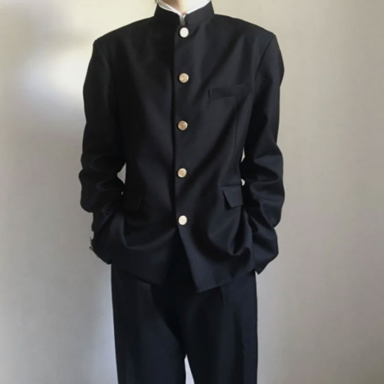 Smart+の学生服 上下セット 制服 学ラン 男子 詰襟 ラウンド襟 上着 ズボン 2点セット メンズ ジュニア ボーイズ スクール ジャケット スラックス ウエストゴム 高校生 中学生 通学 学生服 丸洗い 入学式 卒業式 コスプレ衣装 仮装 黒｜アングル2