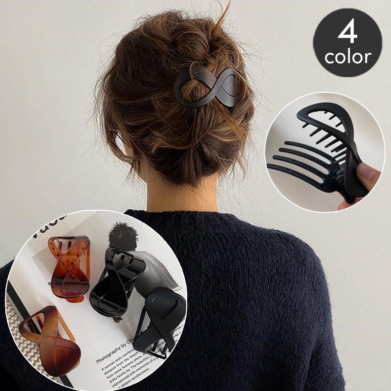 乐天商城 - サイドバンスクリップ 髪留め ヘアアクセサリー 無地 ヘアアレン ツヤあり 単色 マット レディース 8の字 シンプル まとめ髪 髪