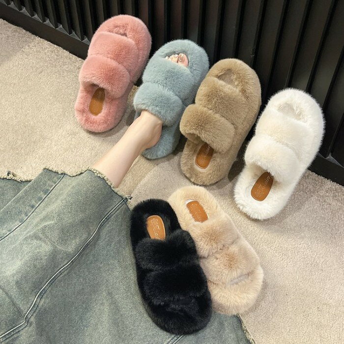 厚底 ルームシューズ ヒール 滑り止め もこもこ 7cm厚底 ウエッジソール ファース...