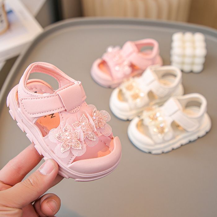 ベビーシューズ 女の子 つま先保護 通気性 可愛い 赤ちゃん靴 12cm 13cm 幅広 サン...