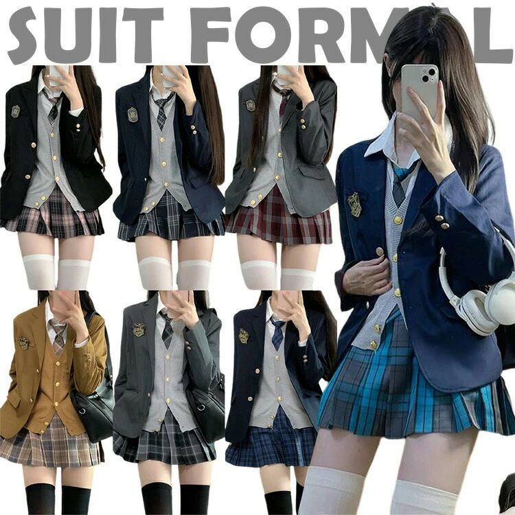 樂天商城 - 卒業式 スーツ なんちゃって制服 セット 女の子 韓国 制服 ブレザー 入学式 卒服 高校生 中学生 小学校女子 なんちゃって制服 6点セ