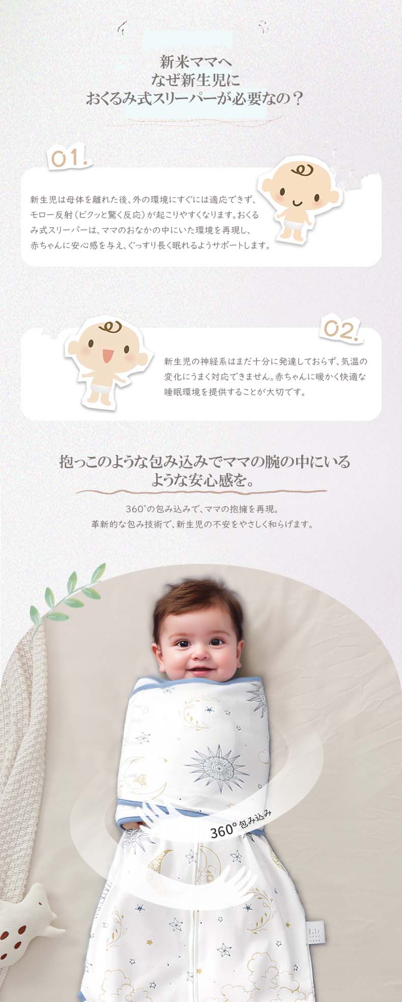 赤ちゃんおくるみ 新生児スワドル スリーパー モロー反射防止 ベビー 子供寝袋 冬 ...