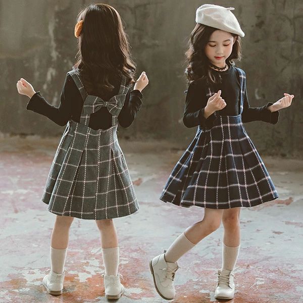 ウエスト ギンガムチェック トップス ミディアム 子供服 フレアスカート チェック柄 スカートセット 女の子 ジャンパースカート