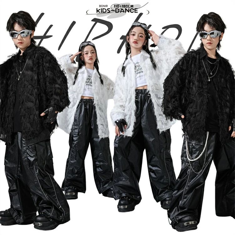 樂天商城 - おしゃれ 付き ヒップホップ hiphop ジャズ レザーズボン 羽毛 ホワイト ブラック トップス セットアップ ジャケット 黒 白