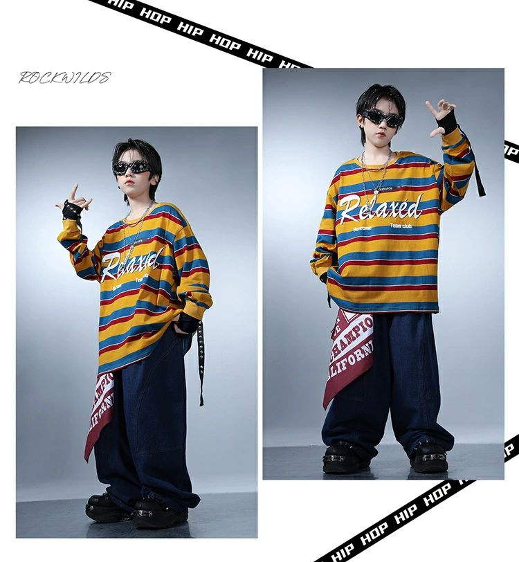 抽象柄パンツ チェック柄レイヤー 黒黄緑 ワイドパンツ ハンドプリント ロングトッ...