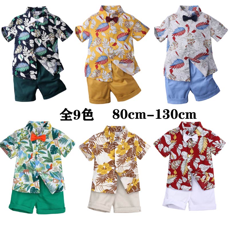 樂天商城 - セットアップ 男の子 半袖Tシャツ+ショートパンツ 2点セット花柄 子供服 可愛いスタイル 涼しいカジュアル上下セ