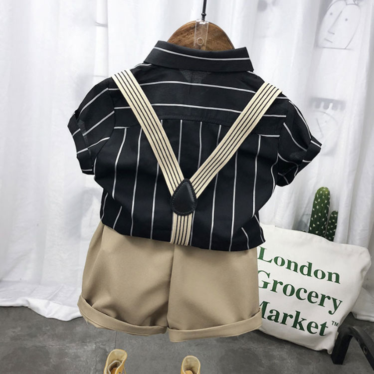 Smart+のフォー ベビー服 蝶結び ショーツパンツ サスペンダー ワイシャツ キッズスーツ 子供スーツ 4点セット タキシード スーツセット｜アングル3