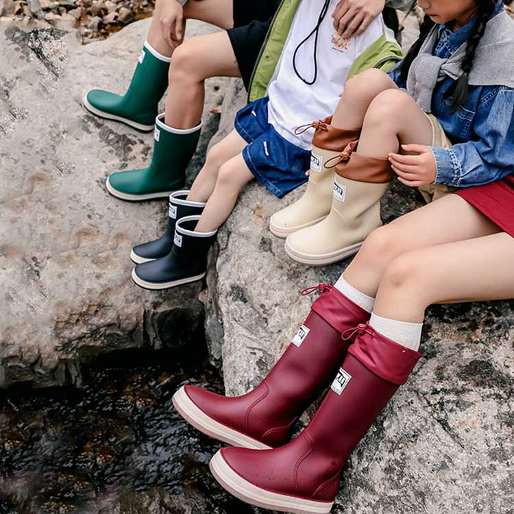 滑りにくい ロングブーツ 雨靴 ロング丈 レインシューズ ジュニア 子供 キッズ メ...