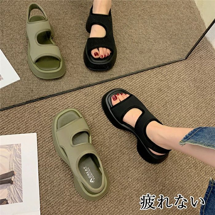 乐天商城 - レディース 厚底 おしゃれ インスタ コンフォートサンダル サンダル 厚底 歩きやすい 疲れな