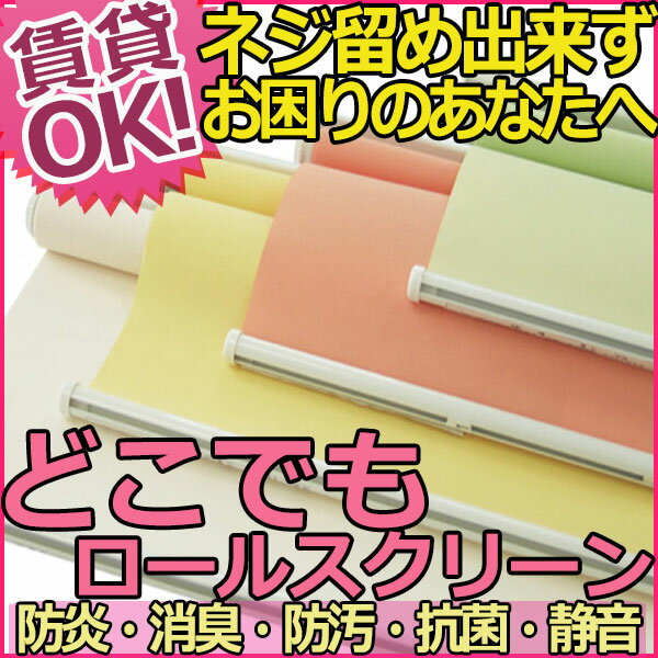 どこでもロールスクリーン ロールカーテン スリムタイプ 賃貸 ビス固定不要 マジックテープ マグネットタイプ 消臭 防汚 抗菌 遮光 選べるタイプ FN: