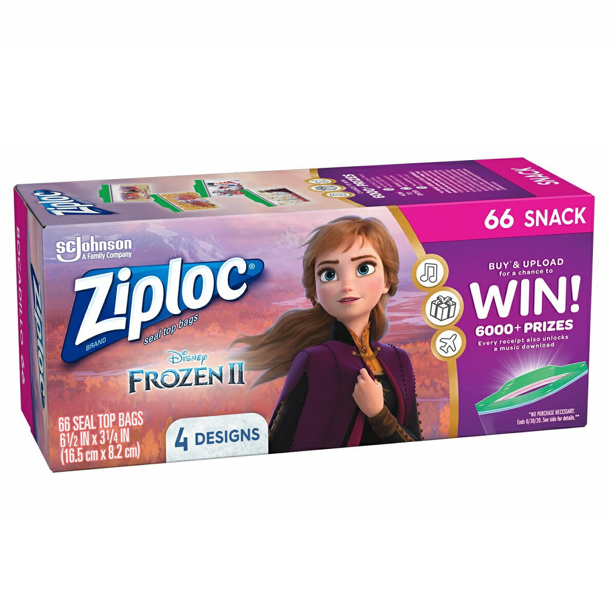 ディズニー アナと雪の女王2 ジップロックスナックバッグ 4種類66枚 DISNEY FROZEN2 ZIPLOC BRAND SNACK BAG