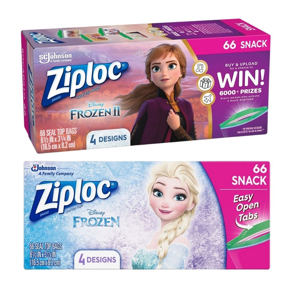 ディズニー アナと雪の女王 ジップロック スナックバッグセット 2タイプ 8種類 計132枚 DISNEY FROZEN2 ZIPLOC BRAND SNACK BAG SET