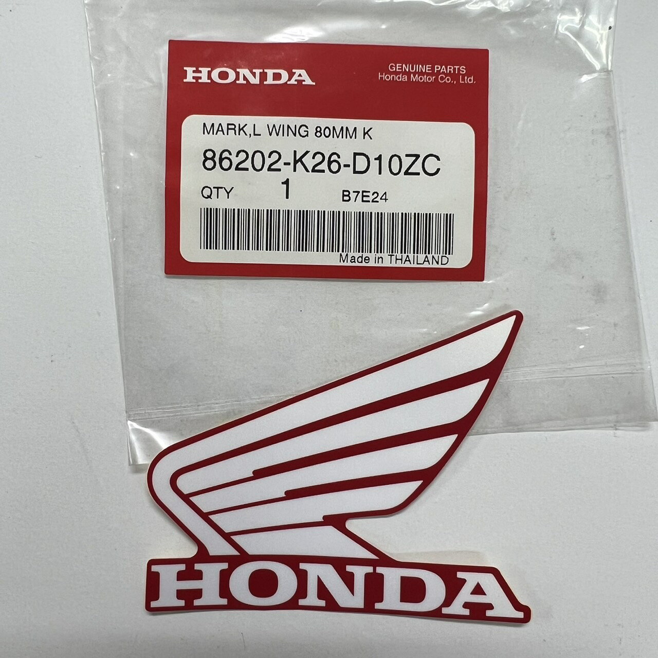 HONDA 純正 ウイングマーク ステッカー / Wing Mark Sticker Honda Red/White Genuine 86202-K26-D10ZC