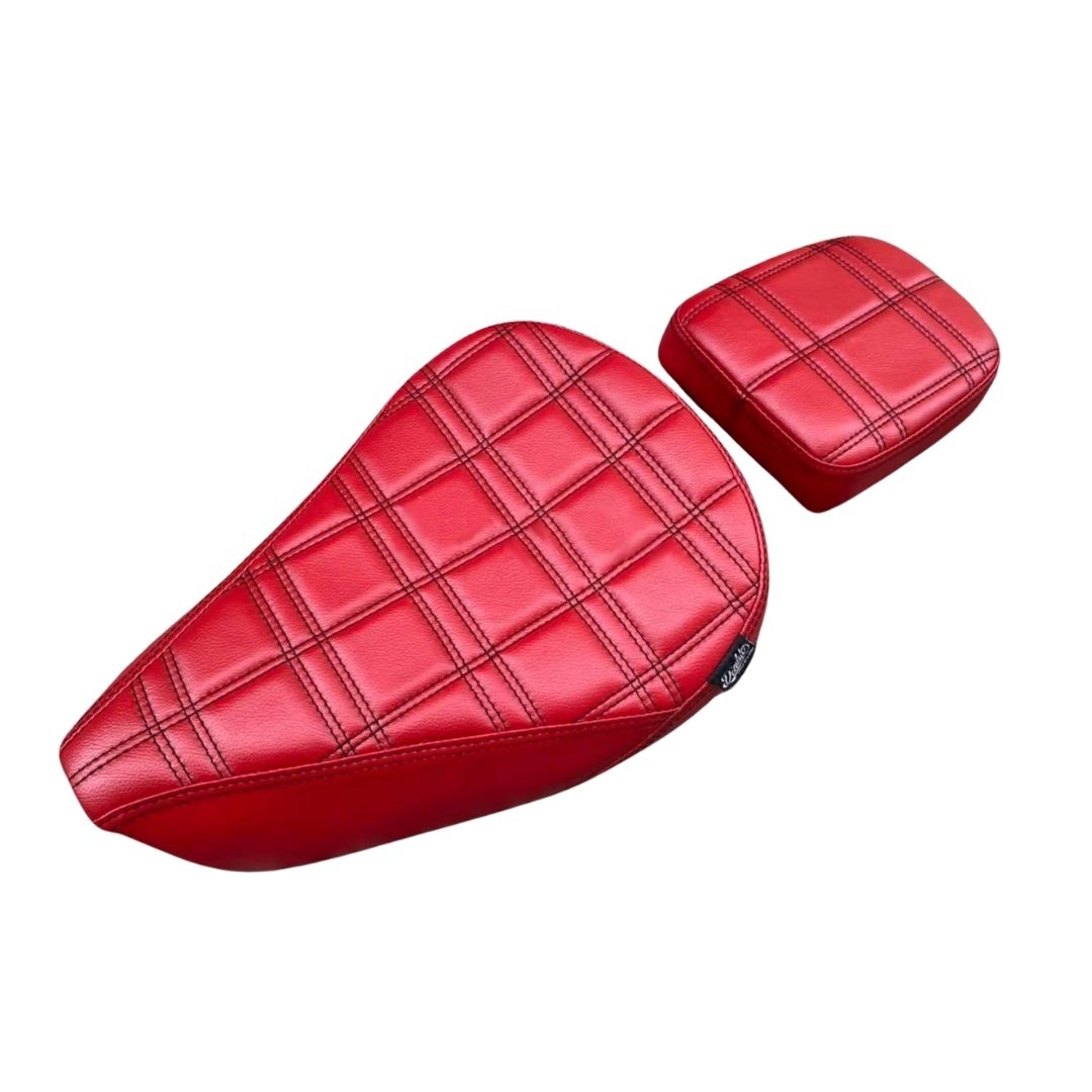 ホンダ スーパーカブ C125 交換用ペアシートDriver-passenger cushion seat Red leather material For Honda C125 year 2021 Diabolus by K-SPEED （旧Diablo Custom Works）JA48 JA58