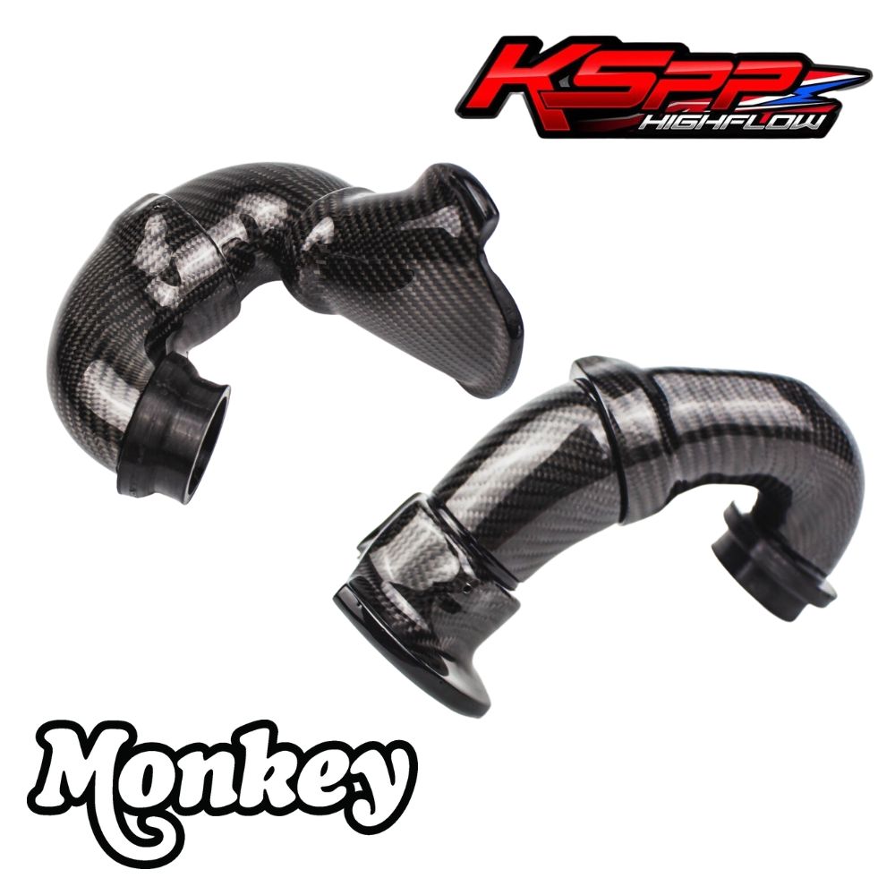 ホンダ モンキー125用 3Dプリンター大口径エアインレットパイプ【カーボン 】KSPP HighFlow Velocity Stack Intake Air Pipe Carbon HONDA Monkey125 JB02 JB03 JB05 4速 5速 選べます