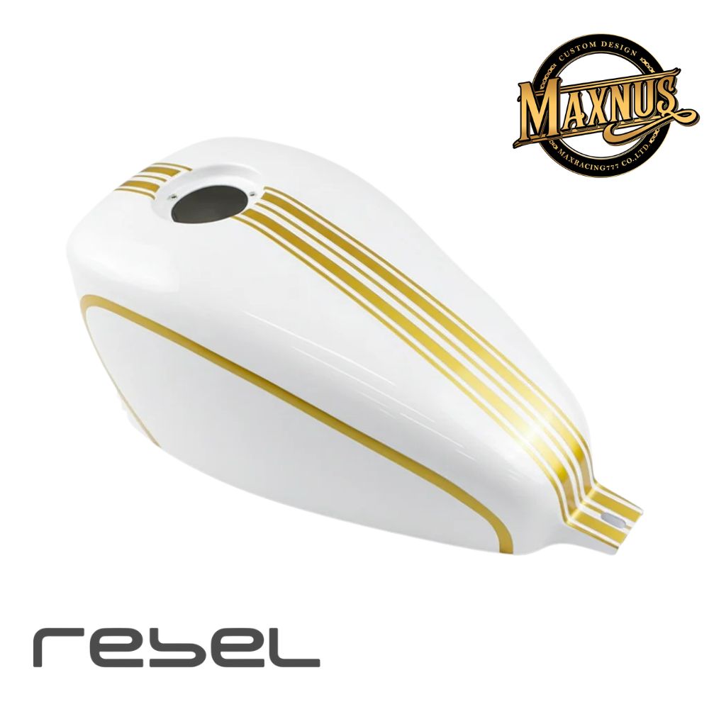 Rakuten - [お取り寄せ商品]MAXNUS レブル250/500用カスタムタンクカバーV13 ホワイト×ゴールド / Fuel Oil Tank Cover For HONDA Rebel250/500 MC49 PC60