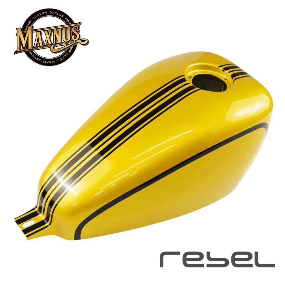 Rakuten - [お取り寄せ商品]MAXNUS レブル250/500用カスタムタンクカバーV12 イエロー×ブラック / Fuel Oil Tank Cover For HONDA Rebel250/500 MC49 PC60