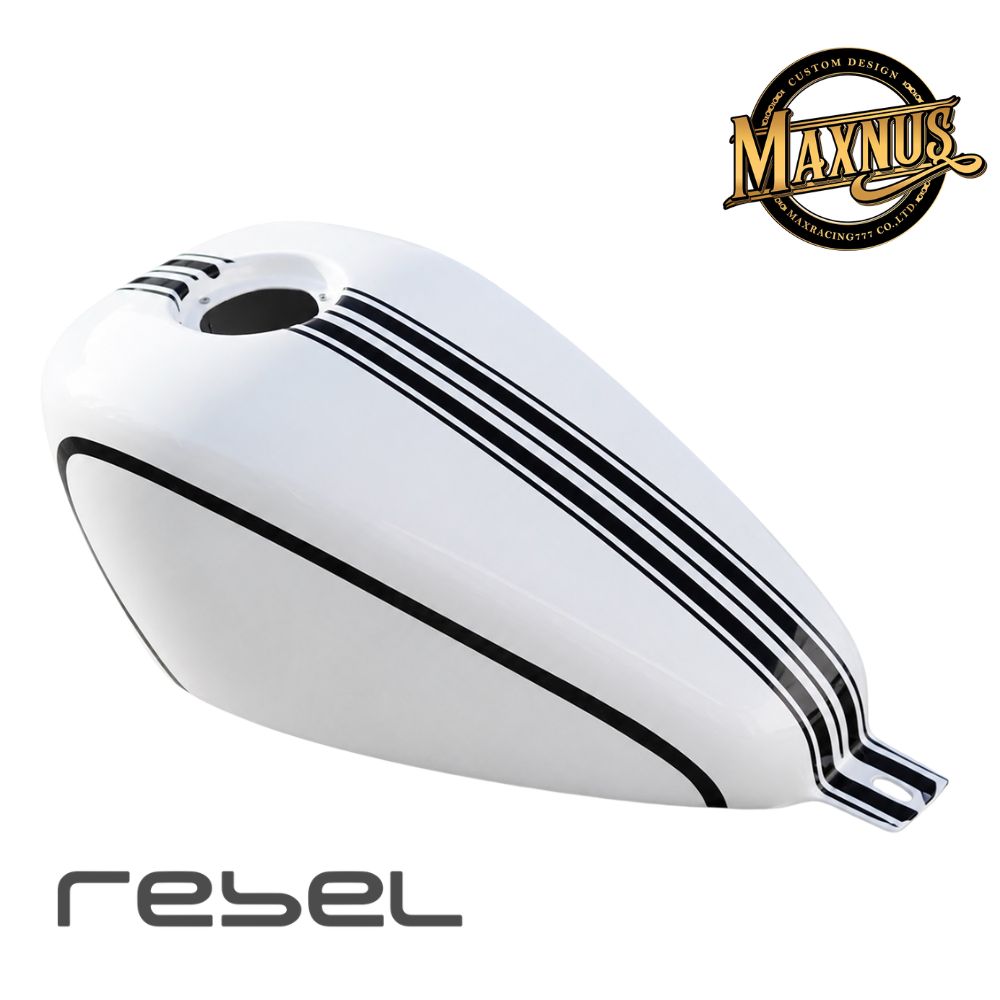 Rakuten - [お取り寄せ商品]MAXNUS レブル250/500用カスタムタンクカバーV8 ホワイト×ブラック / Fuel Oil Tank Cover For HONDA Rebel250/500 MC49 PC60