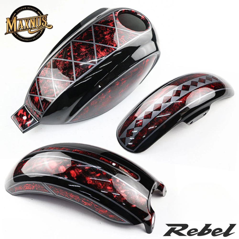 MAXNUS レブル250/500 ブラック・ガーネット・カスタムキット COVER FUEL OIL TANK / FRONT FENDER / R..