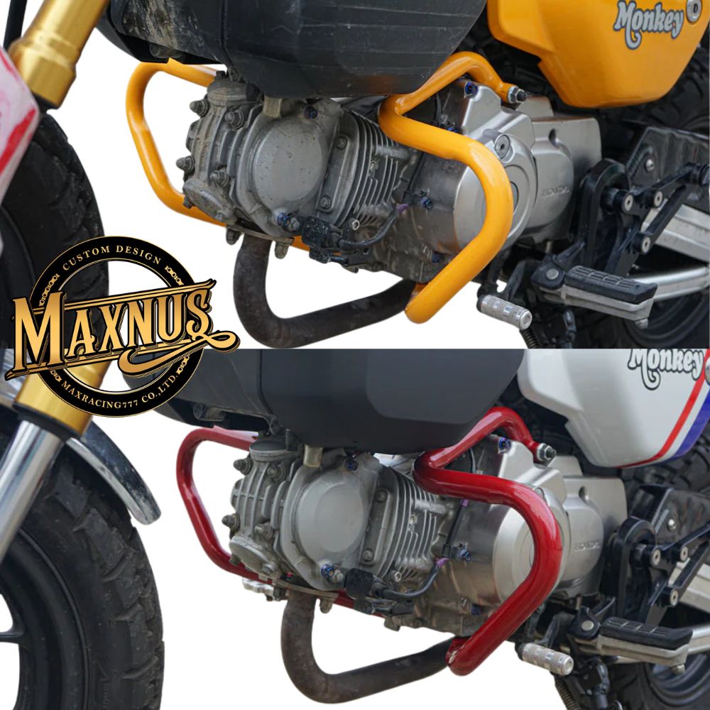 MAXNUS ホンダ モンキー125専用クラッシュバー エンジンガード フレームプロテクター 左右セット レッド/イエロー ボルトオン取付可能 CRASH BAR ENGINE FRAME PROTECTION GUARD LH+RH FOR HONDA MONKEY 125 JB03 JB05