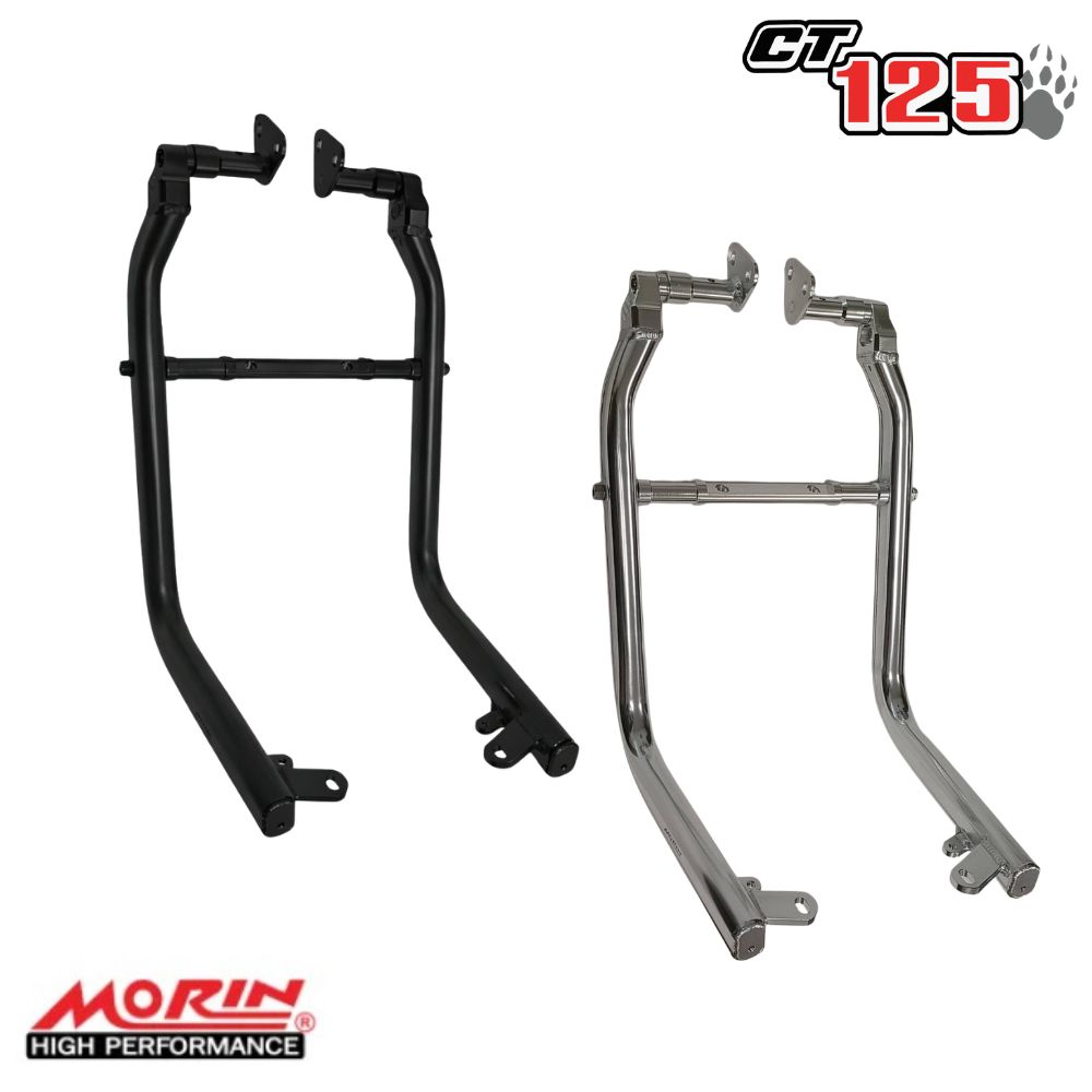 ホンダ 新型ハンターカブ CT125用アルミ製超軽量エンジンガード V2[シルバー/ブラック]MORIN RACING Hi-Tech Aluminum Engine Guard For HONDA CT125 JA65 クラッシュバー