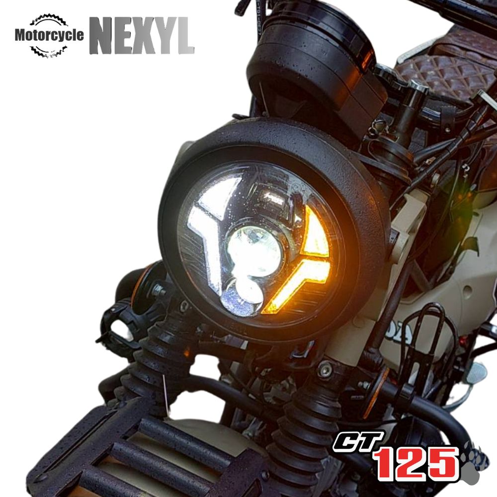 HONDA CT125 用 ウインカー内蔵 LEDヘッドライト デイライト搭載 ロー/ハイ切替 高輝度ヘッドランプ JA55 JA65 ハンターカブ HOZAN×NEXYLモデル 配線不要で簡単装着 電源取り出しカプラーおまけ付き