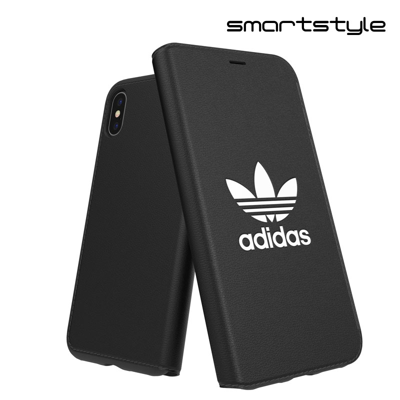 adidas アディダス スマホケース iPhone X / iPhone XS 手帳型ケース アイフォン 手帳 ケース カバー スマホケース 耐衝撃 TPU BASIC ブラック 黒 ※当店限定1年保証※