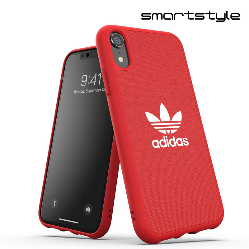 アディダス スマホケース メンズ adidas アディダス スマホケース iPhone XRケース スマホケース アイフォン カバー 耐衝撃 TPU キャンバス地 adicolor スカーレット レッド 赤 ※当店限定1年保証※