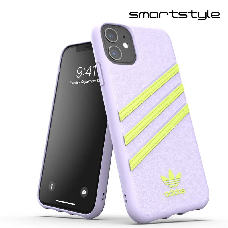 adidas アディダス スマホケース iPhone 11 ケース アイフォン カバー スマホケース 耐衝撃 TPU SAMBA サンバ パープルティント/ハイレゾイエロー ※当店限定1年保証※