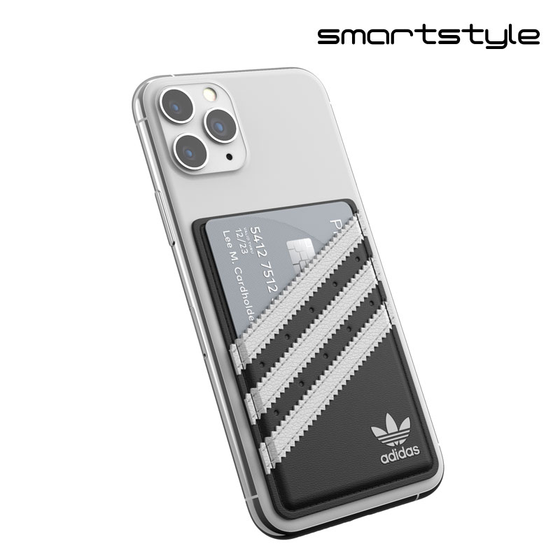 adidas アディダス スマホポケット カード入れ ICカード iPhone / Android 各種対応 ブラック/ホワイト 黒 ※当店限定1年保証※