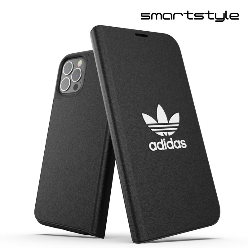 adidas アディダス スマホケース iPhone12 / iPhone12pro 手帳型ケース アイフォン 手帳 ケース カバー スマホケース 耐衝撃 TPU BASIC ブラック 黒 ※当店限定1年保証※