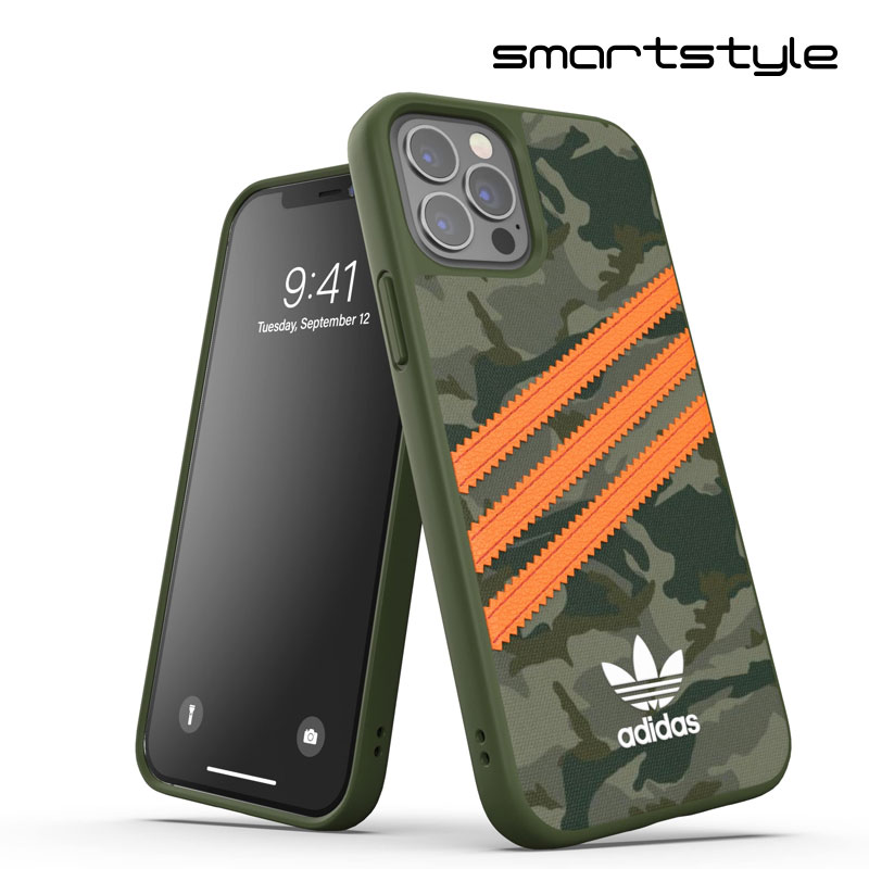 adidas アディダス スマホケース iPhone12 / iPhone12pro ケース アイフォン カバー スマホケース 耐衝撃 TPU SAMBA サンバ カモ x オレンジ