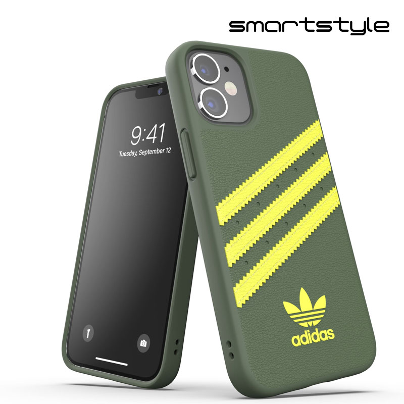 adidas アディダス スマホケース iPhone 12 Mini ケース アイフォン カバー スマホケース 耐衝撃 TPU SAMBA サンバ グリーン x イエロー