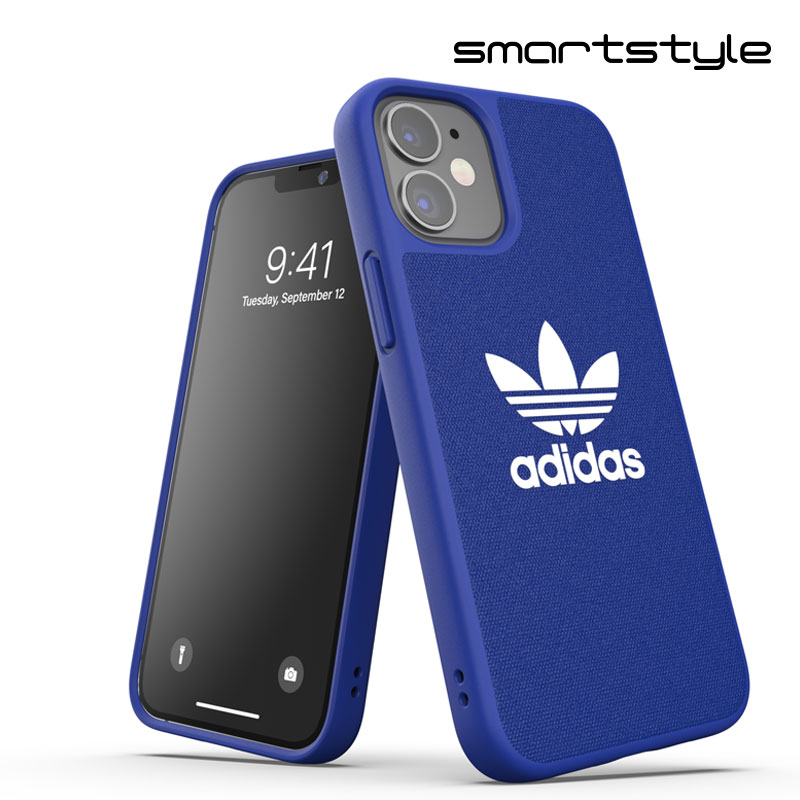 adidas アディダス スマホケース iPhone 12 Mini ケース アイフォン カバー スマホケース 耐衝撃 TPU キャンバス地 adicolor パワーブルー 青