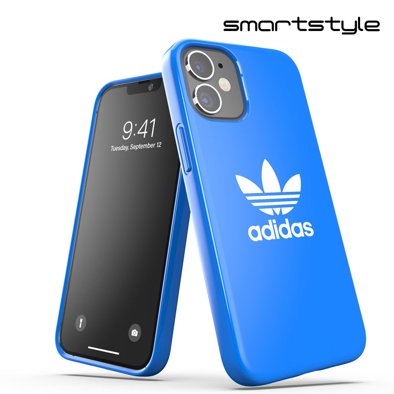 adidas アディダス スマホケース iPhone 12 Mini ケース アイフォン カバー スマホケース 耐衝撃 TPU 光沢 ロゴ ブルーバード 青