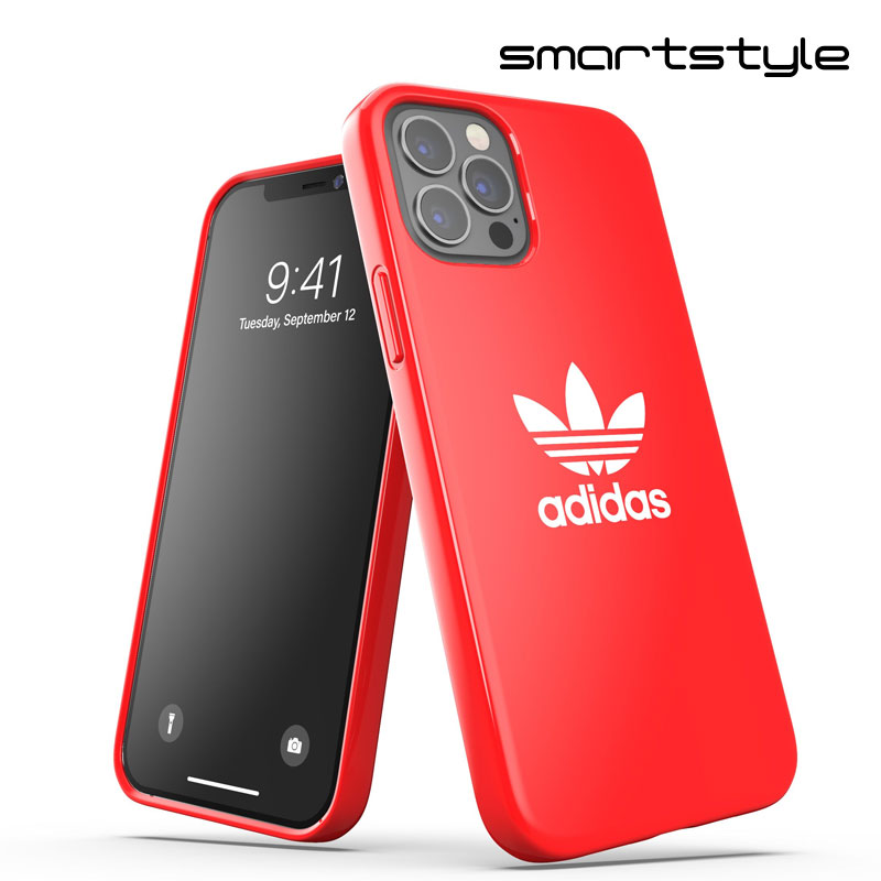 adidas アディダス スマホケース iPhone12 / iPhone12pro ケース アイフォン カバー スマホケース 耐衝撃 TPU 光沢 ロゴ スカーレット 赤