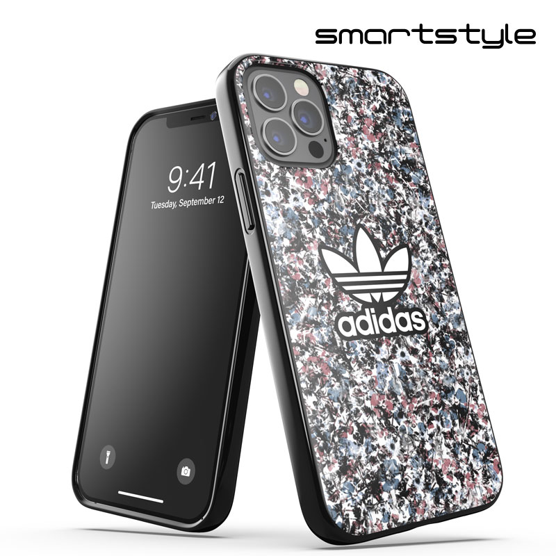 アディダス スマホケース メンズ adidas アディダス スマホケース iPhone12 / iPhone12pro ケース アイフォン カバー スマホケース 耐衝撃 TPU 花柄 フローラル プリント ブラック x ローズ x ブルー ※当店限定1年保証※