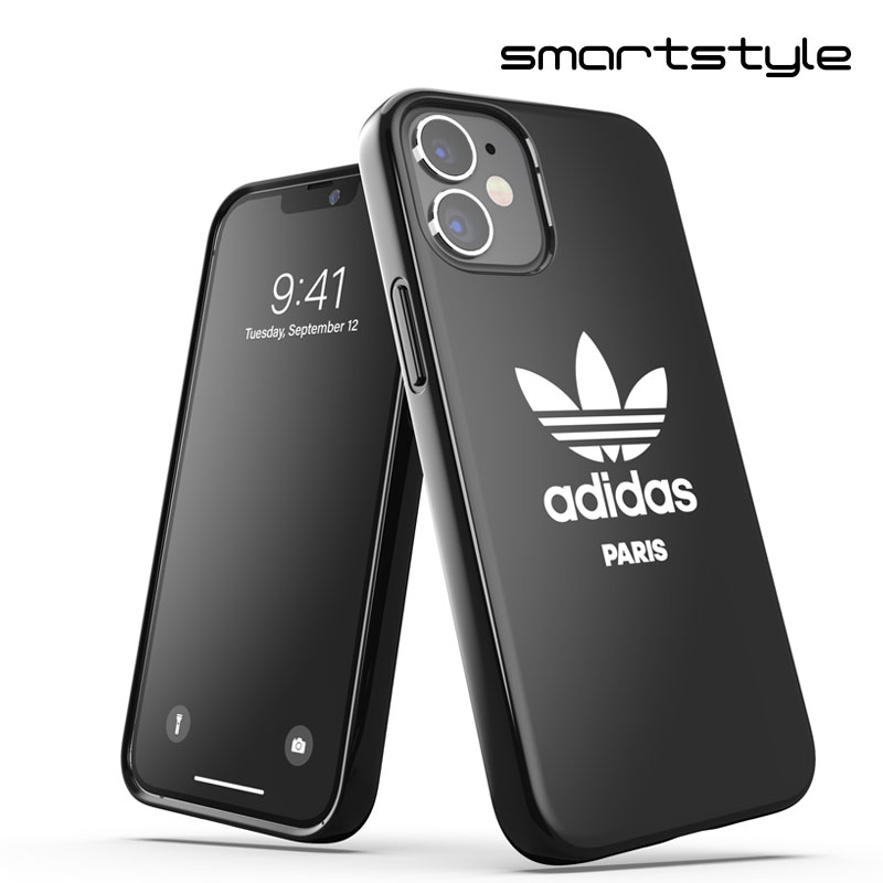 adidas アディダス スマホケース iPhone 12 Mini ケース アイフォン カバー スマホケース 耐衝撃 TPU 都市シリーズ パリ ロゴ ブラック 黒