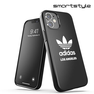 adidas アディダス スマホケース iPhone 12 Mini ケース アイフォン カバー スマホケース 耐衝撃 TPU 都市シリーズ ロサンゼルス ロゴ ブラック 黒