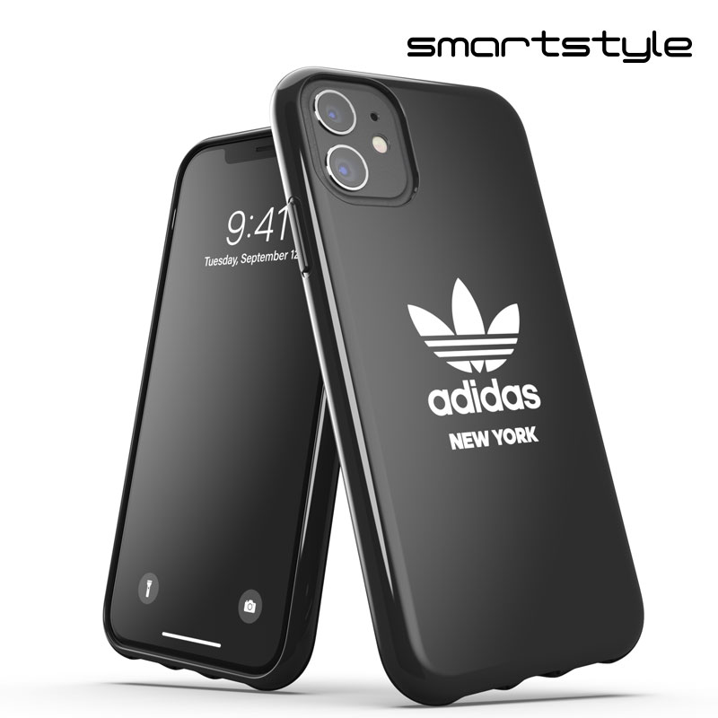 adidas アディダス スマホケース iPhone 11 ケース アイフォン カバー スマホケース 耐衝撃 TPU 都市シリーズ ニューヨーク ロゴ ブラック 黒