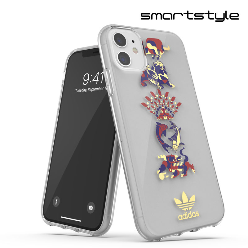 adidas アディダス iPhone 11 ケース クリアケース スマホケース アイフォン カバー 耐衝撃 TPU CNY チャイニーズニューイヤー 旧正月デザイン カラフル