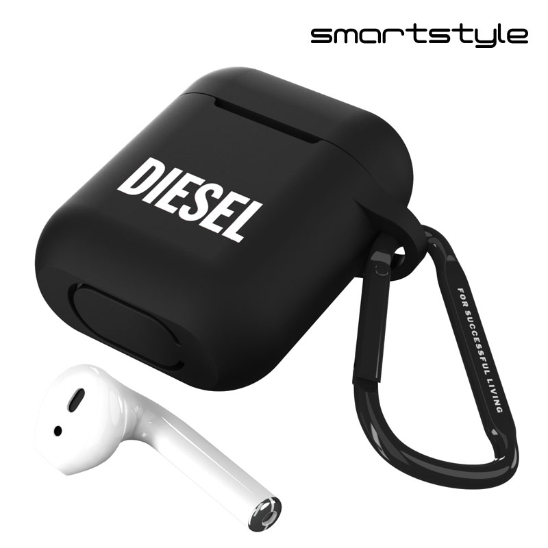 DIESEL AirPods ケース シリコン おしゃれ カバー FW21 (ディーゼル AirPodsケース, ブラック)