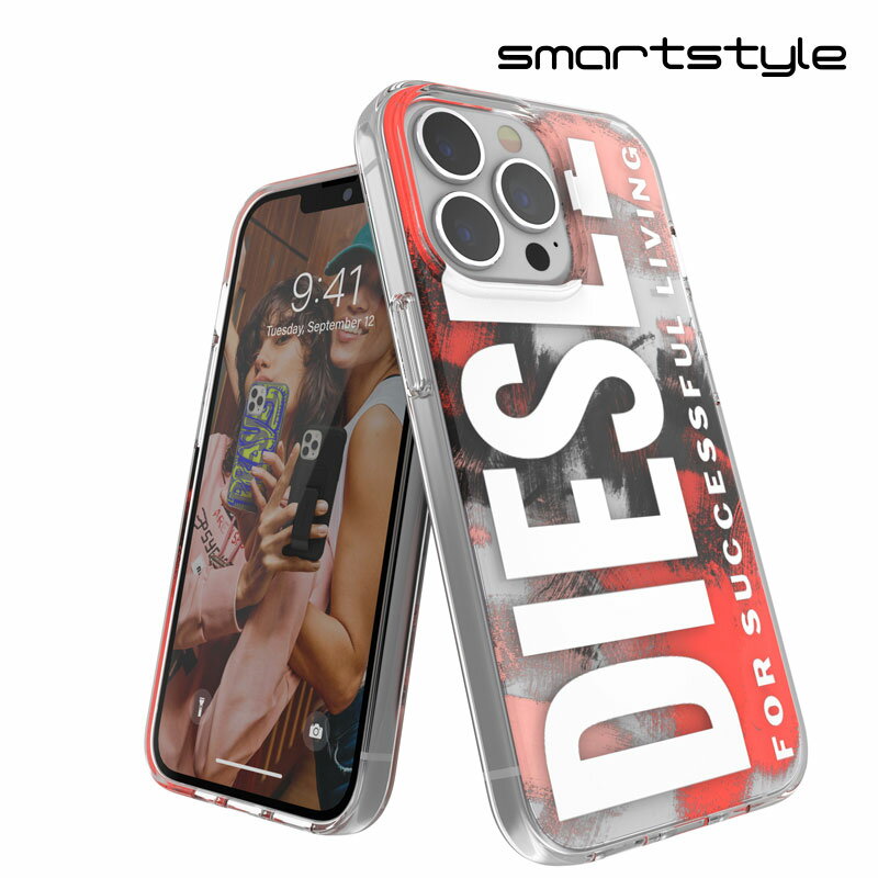 ディーゼル スマホケース メンズ DIESEL iPhone13pro ケース 6.1インチ クリアケース FW21 (ディーゼル iPhone 13 Pro, レッドカモフラージュ） ※当店限定1年保証※