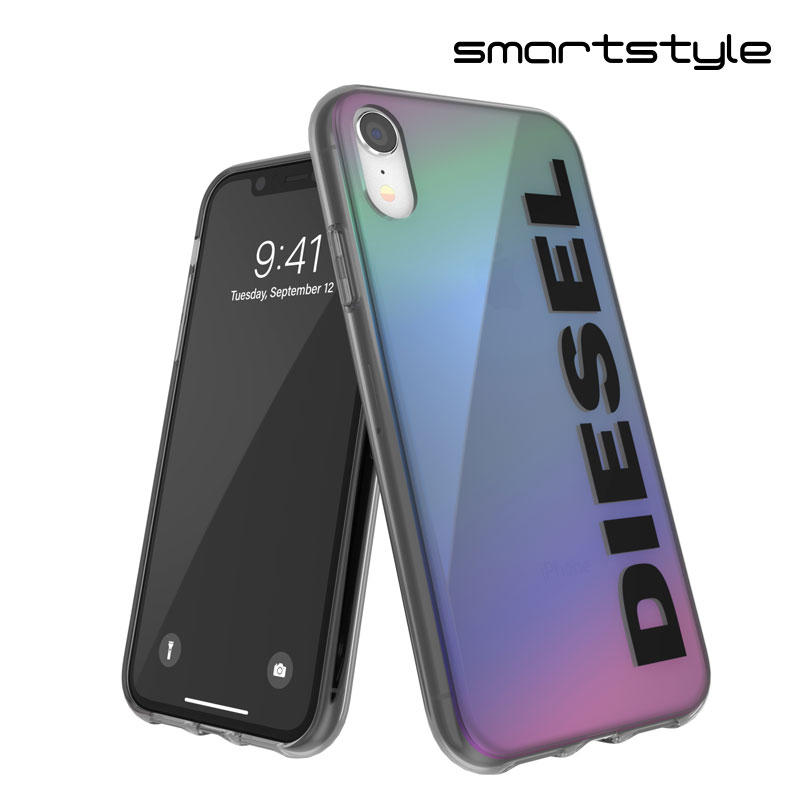 ディーゼル スマホケース メンズ DIESEL iPhone XR ケース クリア FW20 ホログラムXブラックロゴ （ディーゼル iPhone XR, クリアケース ホログラム/ブラック ） ※当店限定1年保証※