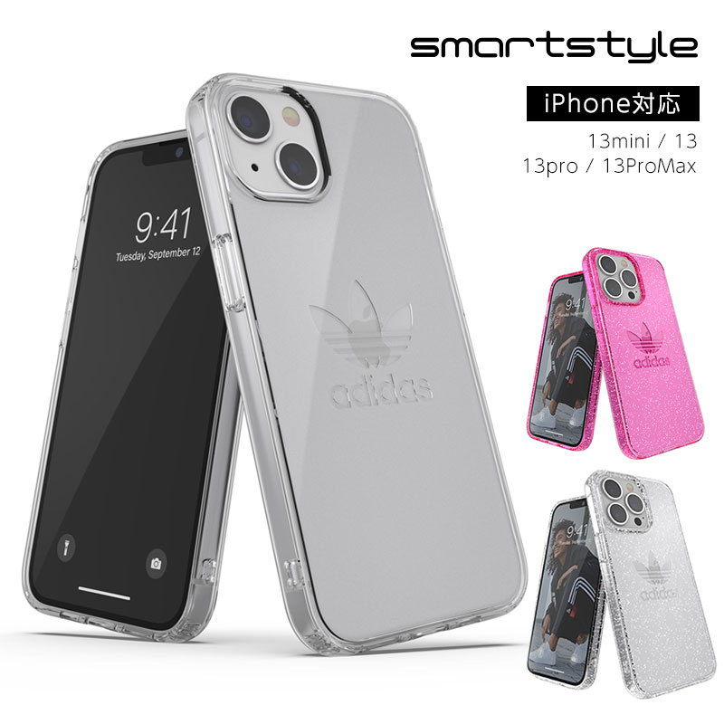 アディダス スマホケース メンズ adidas アディダス iPhone 13 / 13pro / 13 Mini / 13 Pro Max ケース クリアケース プロテクティブ スマホケース アイフォン カバー 耐衝撃 TPU ( ビッグ・ロゴ クリアカラー / 透明 ラメ クリア / ピンク グリッター ) ※当店限定1年保証※