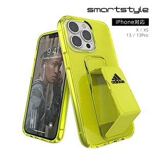 【送料無料】adidas アディダス iPhone 13 / 13 Pro / iPhone X / iPhone XS ケース スマホケース クリア グリップバンド付き スタンド機能 スポーツ仕様 耐衝撃 ［ネオンイエロー 黄 , レッド 赤］ 人気 メンズ レディース プレゼント ギフト