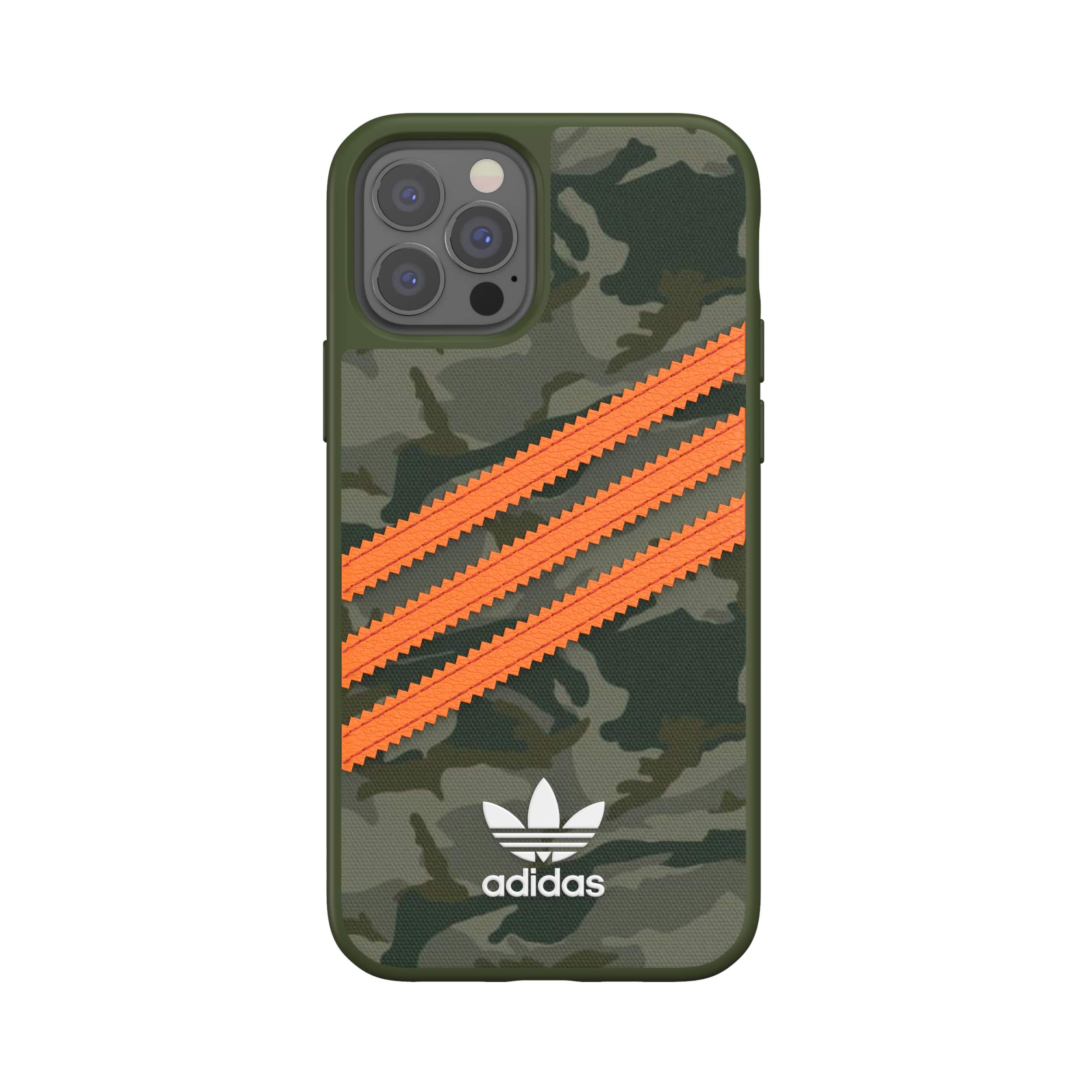 adidas アディダス スマホケース iPhone12 / iPhone12pro ケース アイフォン カバー スマホケース 耐衝撃 TPU SAMBA サンバ カモ x オレンジ