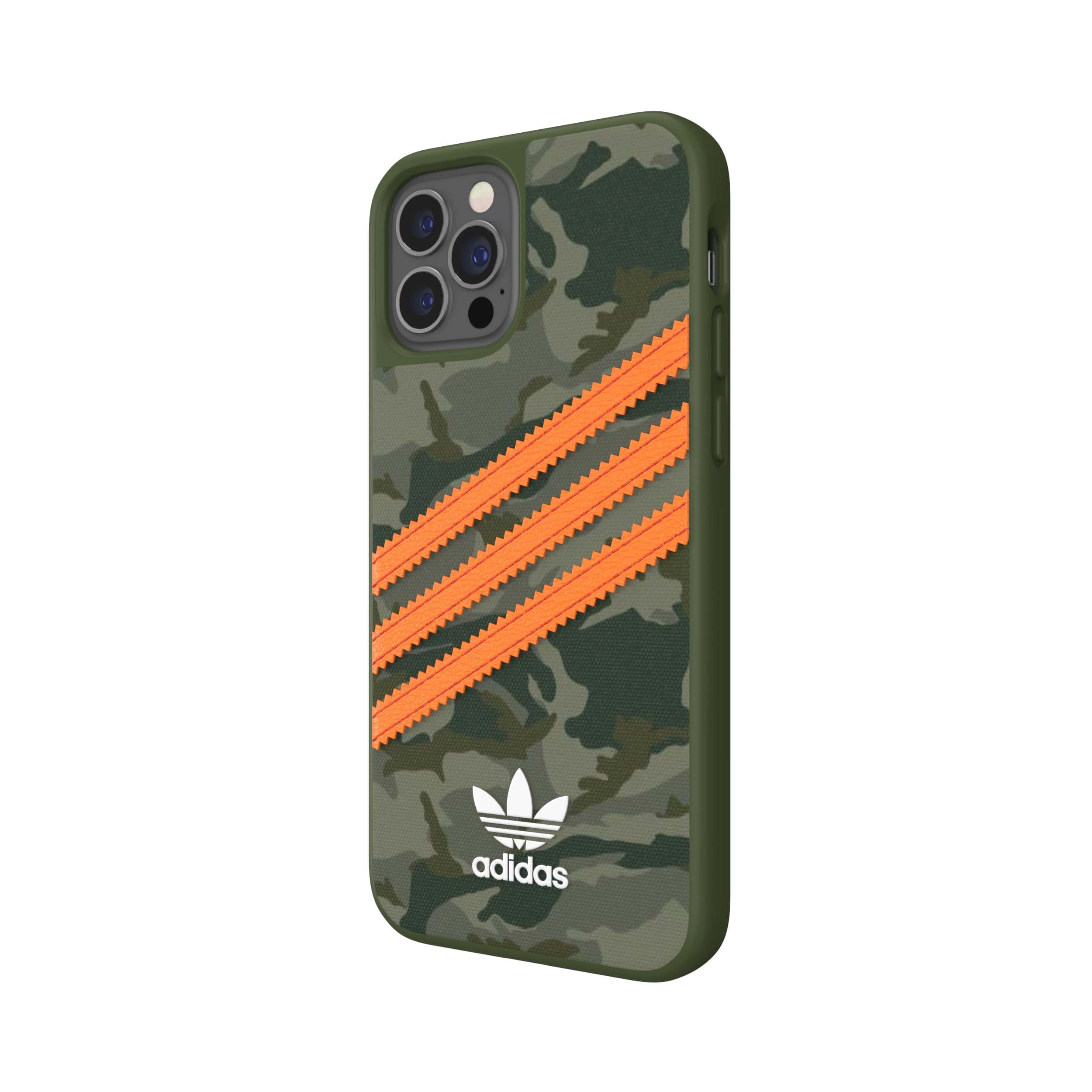 adidas アディダス スマホケース iPhone12 / iPhone12pro ケース アイフォン カバー スマホケース 耐衝撃 TPU SAMBA サンバ カモ x オレンジ